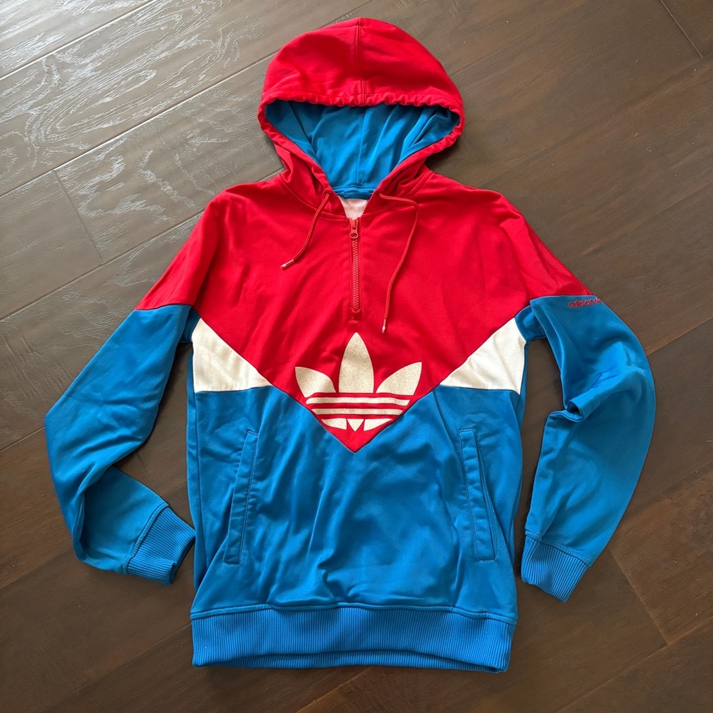 adidas Originals Red and Blue Hoodie